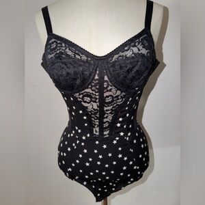 Dolce & Gabbana Corset Bodysuit Black and White Star